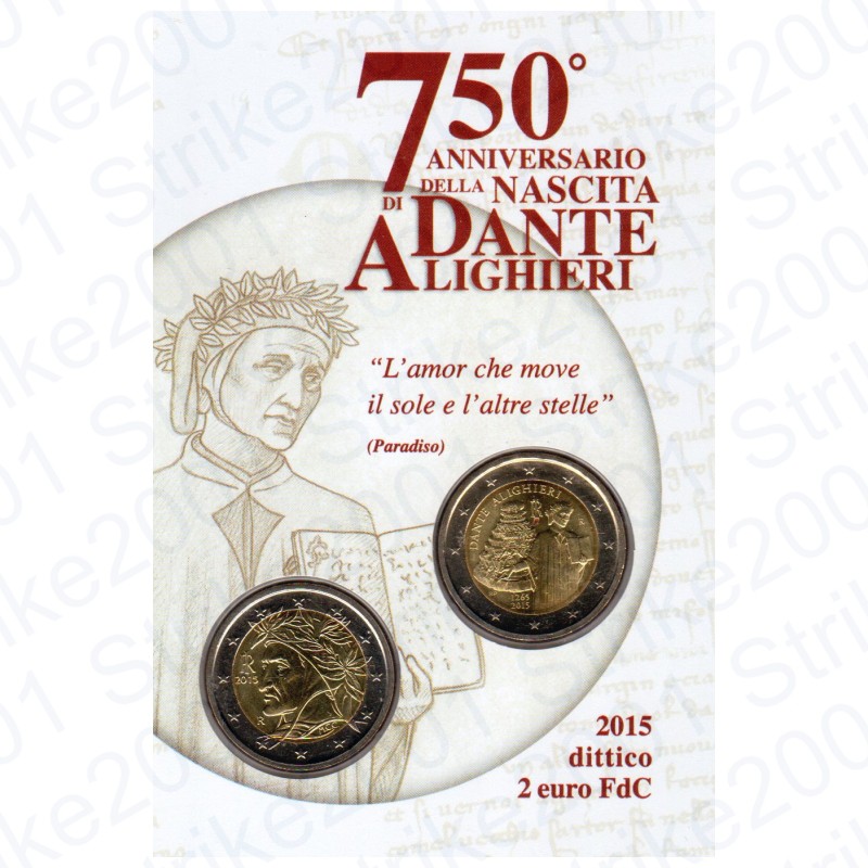 2 Euro Italia 2015 Dante Alighieri Blister Fdc - Romacoins