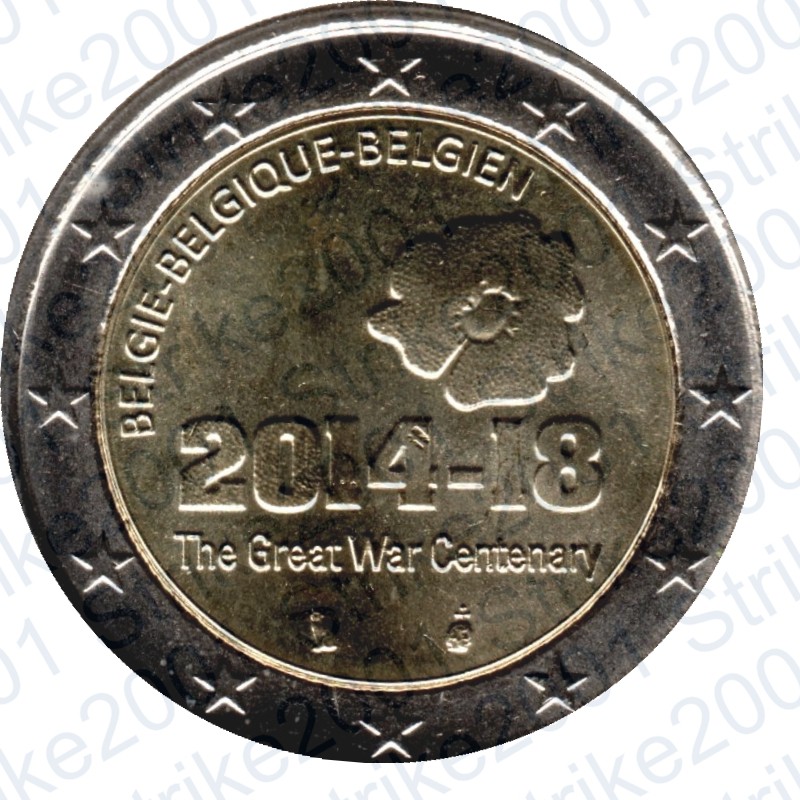 Belgio 2 Euro commemorativo 2014 prima guerra mondiale FDC