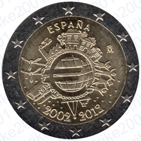 Spagna - 2€ Comm. 2012 FDC 10° Anniversario Euro