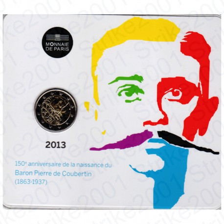 Francia - 2€ Comm. 2013 FDC Pierre De Coubertin in Folder