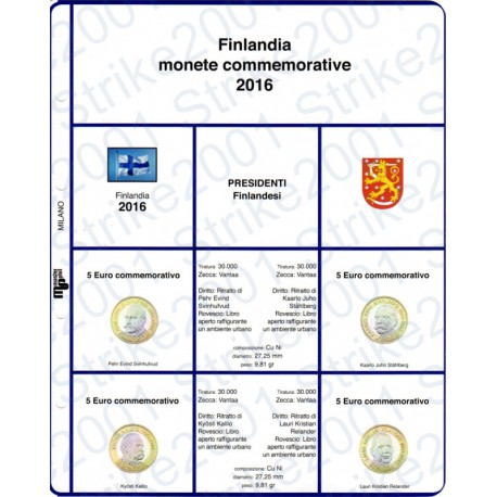 Kit Foglio 5 Euro Bimetallico Finlandia 2016