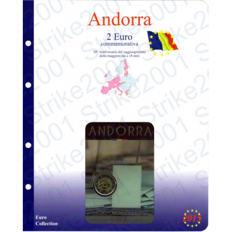 Kit Foglio per serie Div. Andorra 2 Euro Comm. 2015 Maggiore Età