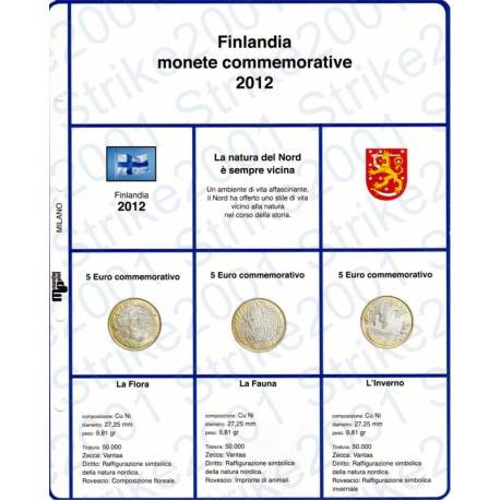 Kit Foglio 5 Euro Comm. Bimetallico Finlandia 2012