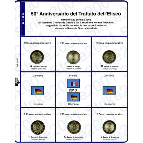 Kit Foglio 2€ Comm. 2013 Germania Trattato Eliseo