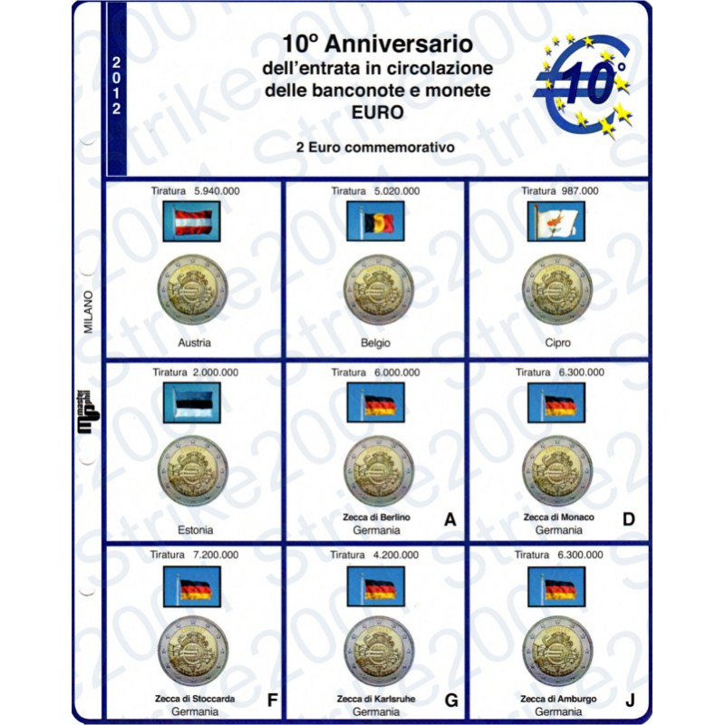 Monete Euro - Collezione Completa - 17 Monete da 2 euro 2012 - 10°  Anniversario Euro