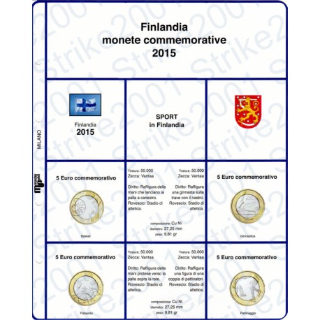 Kit Foglio 5 Euro Comm. Bimetallico Finlandia 2015