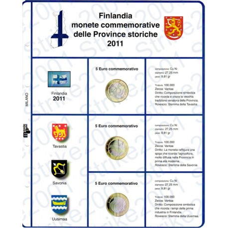 Kit Foglio 5 Euro Comm. Bimetallico Finlandia 2011