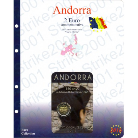 Kit Foglio Andorra 2 Euro Comm. 2016 in folder Nuova Riforma