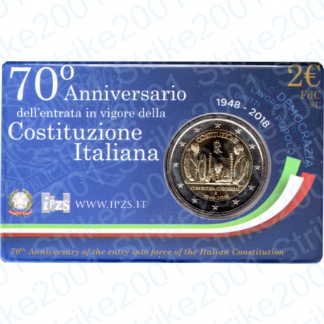 Italia - 2€ Comm. 2018 FDC Ann. Costituzione in Folder