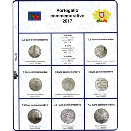 Kit Foglio 2,5 - 5 - 7,5 Euro Comm. Portogallo 2017