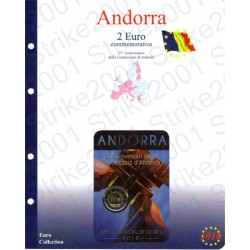 Kit Foglio Andorra 2 Euro Comm. 2018 in folder Costituzione Andorra