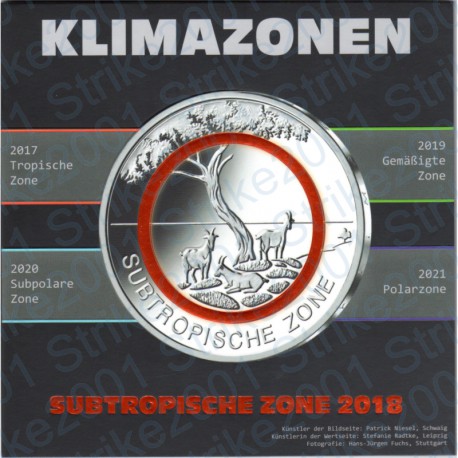 Germania - 5€ 2018 FDC Zona Subtropicale ADFGJ Folder