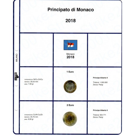 Kit Foglio 2 Euro e 1 Euro Monaco 2018