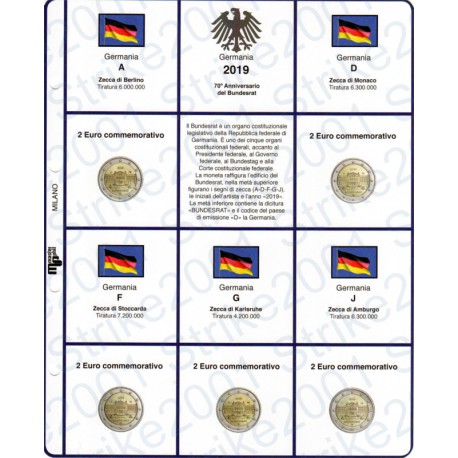 Kit Foglio 2€ Comm. 2019 Germania - 5 Zecche