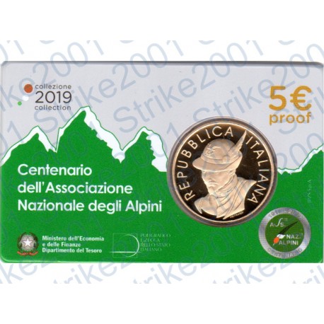Italia - 5€ Comm. 2019 FS Centenario Associazione Alpini in Folder