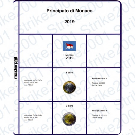 Kit Foglio 2 Euro e 1 Euro Monaco 2019