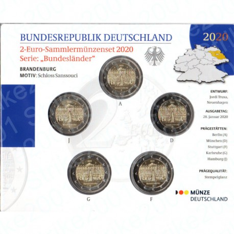 Germania - 2€ Comm. 5 Zecche 2020 FOLDER FDC Potsdam
