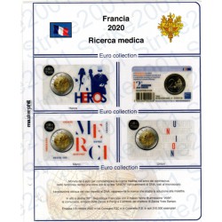Kit Foglio Francia 2 Euro Comm. 2020 in folder Ricerca Medica