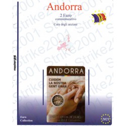 Kit Foglio Andorra 2 Euro Comm. 2021 in folder Cura degli Anziani