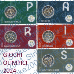 Francia - 2€ Comm. 2024 FDC 5 x Olimpiadi Parigi in Folder