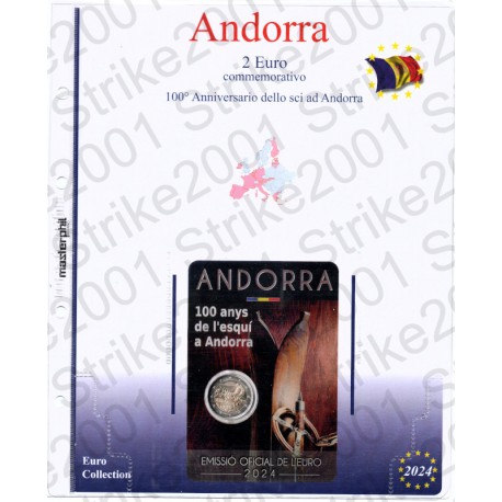 Kit Foglio Andorra 2 Euro Comm. 2024 in folder Sci ad Andorra