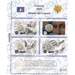 Kit Foglio Francia 2 Euro Comm. 2025 in folder Museo del Louvre