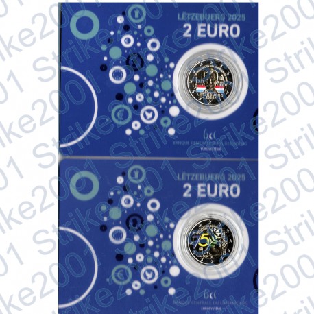 Lussemburgo - 2 x 2€ Comm. 2025 FDC Schuman / Granduca colorati in Folder