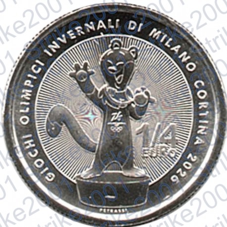 Italia - 1/4 € 2025 FDC Giochi Olimpici invernali Mascotte