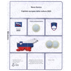 Kit Foglio 3 Euro Comm. Bimetallico Slovenia 2025 Nova Gorica