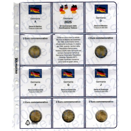 Kit Foglio 2€ Comm. 2025 Germania Riunificazione - 5 Zecche