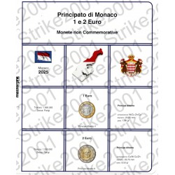 Kit Foglio 2 Euro e 1 Euro Monaco 2025