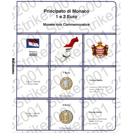 Kit Foglio 2 Euro e 1 Euro Monaco 2025