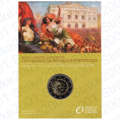 Portogallo - 2€ Comm. 2010 in Folder Repubblica Portoghese FDC