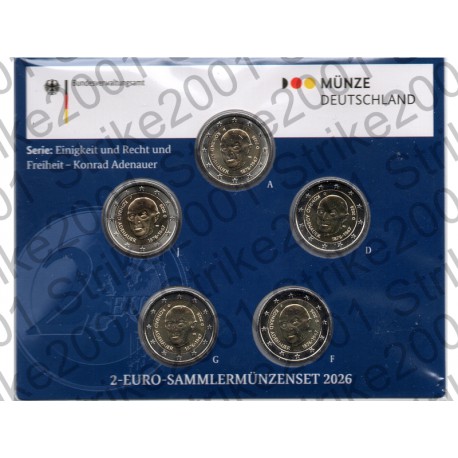 Germania - 2€ Comm. 5 Zecche 2026 FOLDER FDC Konrad Adenauer