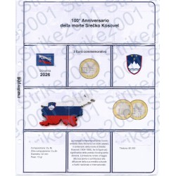 Kit Foglio 3 Euro Comm. Bimetallico Slovenia 2026 Srecko Kosovel