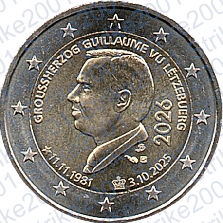 Lussemburgo - 2€ Comm. 2026 FDC Granduca Guglielmo V