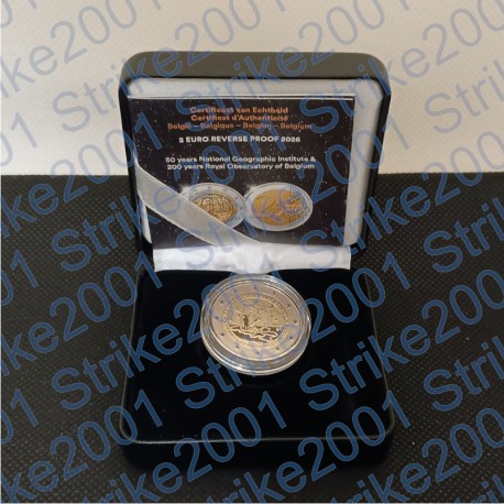 Belgio - 2€ Comm. 2026 Reverse Proof  Istituto Geografico Nazionale